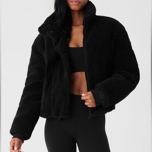 ALO Yoga Black Sherpa Snow Angel Puffer Jacket NWT S